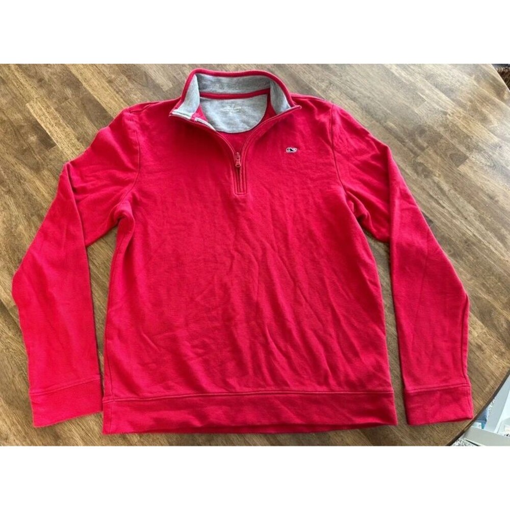 Vineyard Vines Boys Red Quarter Zip Pima Cotton Pullover Size XL 18